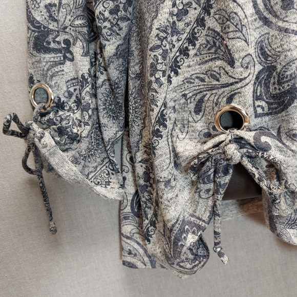 Est 1946 Paisley Tunic Top Womens Plus 22/24W Grey Blue Stretch Knit Boho Blouse - Picture 5 of 13